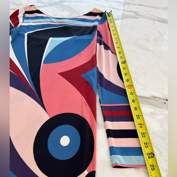 EMILIO PUCCI BLUE MULTI BACK BUCKLE DRESS SIZE IT 42 / US 8 - Picture 12 of 17